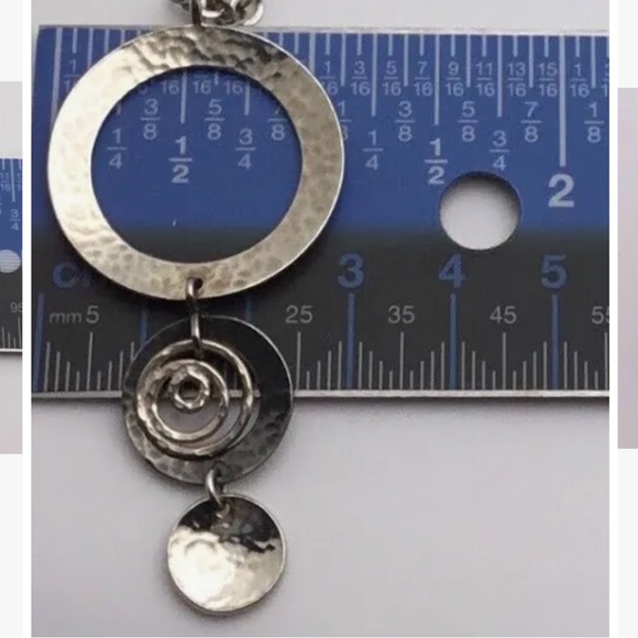 Silpada Sterling Silver Three Disk Swirl Circle Hammered Pendant Necklace 925 - Picture 7 of 12
